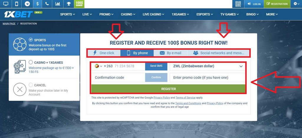 Bagaimana cara mendaftar di 1xBet dengan nomor telepon?
